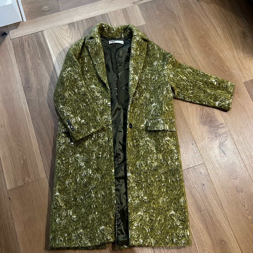 Zara long Green fur Coat